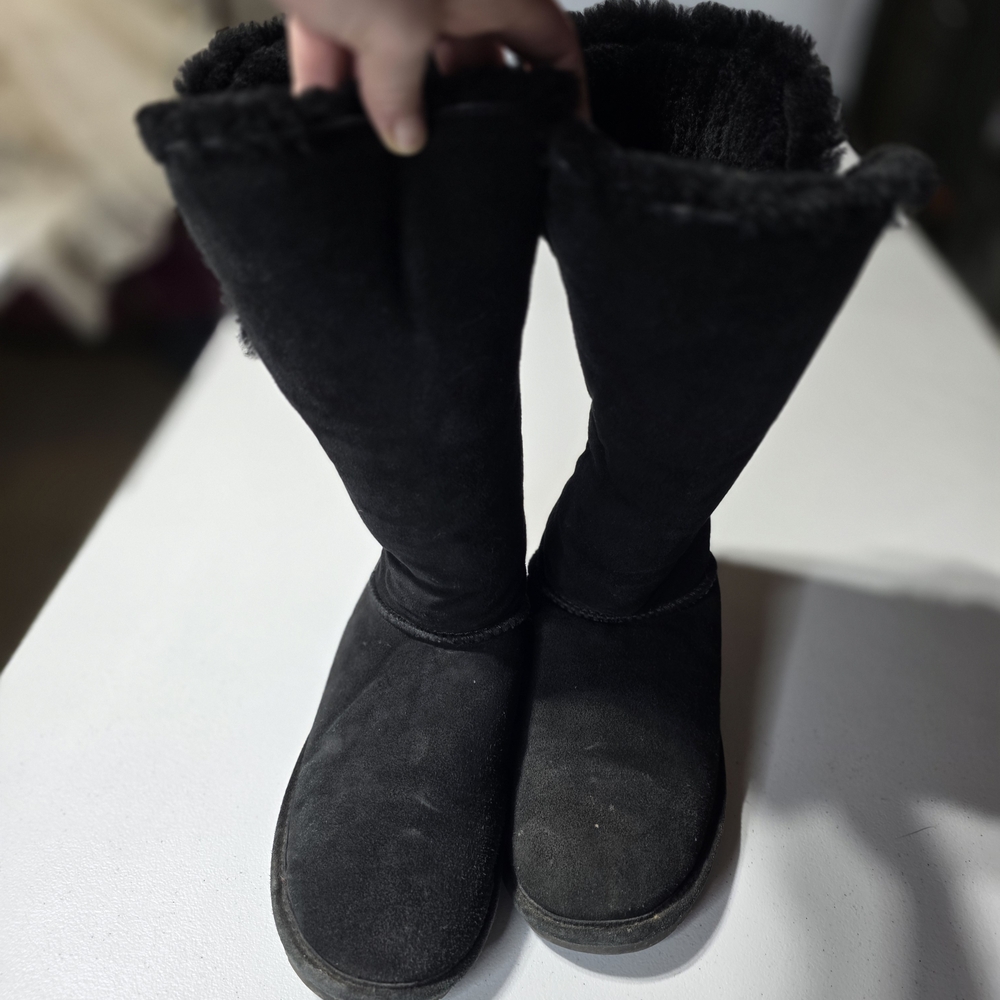 Bearpaw Black Suede Boots Size 10